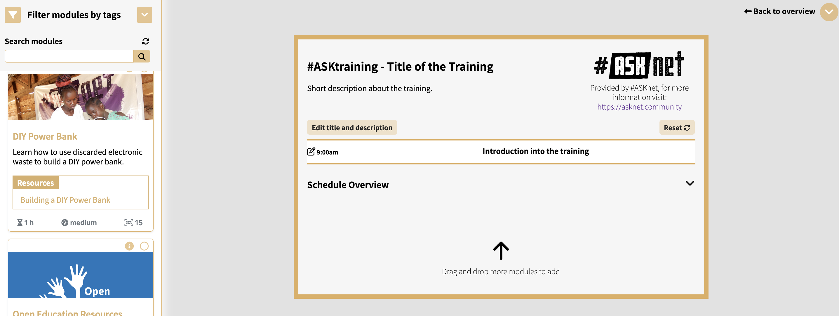 #ASKtraining Planner